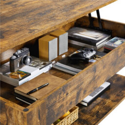 Yaheetech Wooden Lift Top Coffee Table With Storage For Living Room Rustic Brown - thumbnail 6