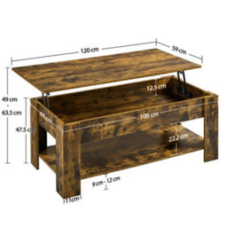 Yaheetech Wooden Lift Top Coffee Table With Storage For Living Room Rustic Brown - thumbnail 3