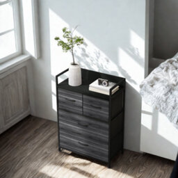 FURNOLD Industrial 4 Fabric Drawer Chest Storage Unit With Shelftop Black - thumbnail 2