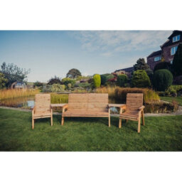Churnet Valley Garden Furniture Ltd Valley 5 Seat Set 1X3B 2Xc Angled Tray - Timber - L100 X W290 X H95 Cm - Fully Assembled - Set Of Waterproof Cushions Included - thumbnail 3