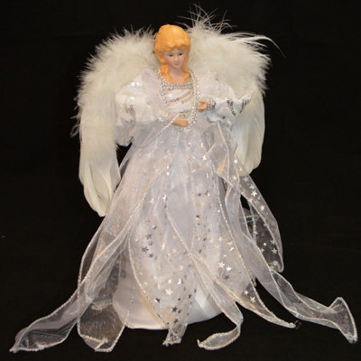 Samuel Alexander 30Cm White & Silver Christmas Tree Top Fairy Angel House Decoration Ornament - image 1