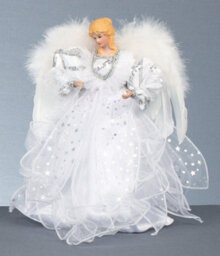 Samuel Alexander 30Cm White & Silver Christmas Tree Top Fairy Angel House Decoration Ornament - thumbnail 2