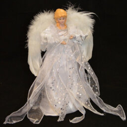 Samuel Alexander 30Cm White & Silver Christmas Tree Top Fairy Angel House Decoration Ornament