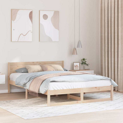 Walplus Bed Frame With Headboard Brown 160 X 200 Cm Solid Pine Wood - image 1