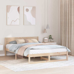 Walplus Bed Frame With Headboard Brown 160 X 200 Cm Solid Pine Wood