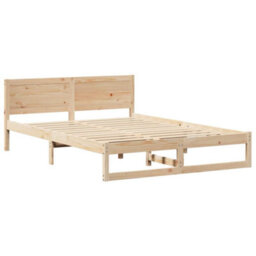 Walplus Bed Frame With Headboard Brown 160 X 200 Cm Solid Pine Wood - thumbnail 2
