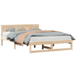 Walplus Bed Frame With Headboard Brown 160 X 200 Cm Solid Pine Wood - thumbnail 3