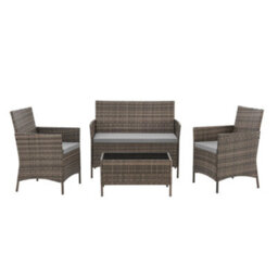 Evre New Brown Rattan Garden Furniture Set Patio Conservatory Indoor Outdoor 4-Piece Set & Cover  - Inc Weekend Delivery - thumbnail 3