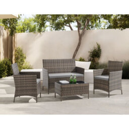Evre New Brown Rattan Garden Furniture Set Patio Conservatory Indoor Outdoor 4-Piece Set & Cover  - Inc Weekend Delivery - thumbnail 2
