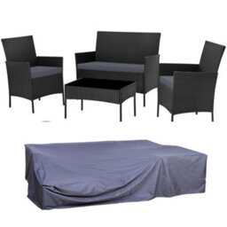 Evre New Brown Rattan Garden Furniture Set Patio Conservatory Indoor Outdoor 4-Piece Set & Cover  - Inc Weekend Delivery - thumbnail 1