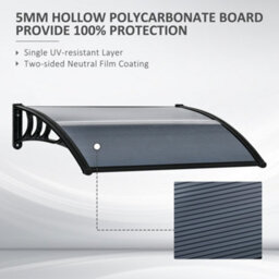 Matteo Black Polypropylene Door Canopy Awning - Weatherproof Shelter 100 X 75Cm - thumbnail 4