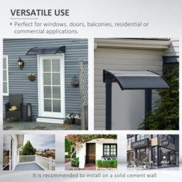 Matteo Black Polypropylene Door Canopy Awning - Weatherproof Shelter 100 X 75Cm - thumbnail 6