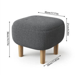 Grey-Square Footstool Footrest Pouffe Foot Stool Padded Seat With Wooden Legs - thumbnail 2