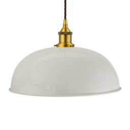 Pale Grey Worcester Painted Dome Pendant Light With Antique Gold Lamp Holder And Brown Twisted Cable - Se Home - thumbnail 1
