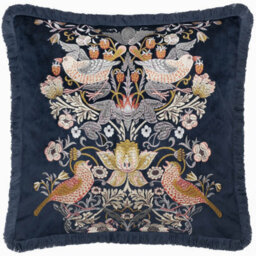 Morris & Co Strawberry Thief Embroidery Jacquard Feather Rich Cushion - thumbnail 1