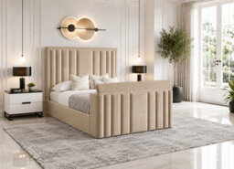 Derwent Tv Bed With Ottoman Gas Lift Storge Beige - thumbnail 1
