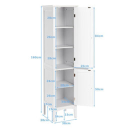 Costway 5-Tier Bathroom High Cabinet Tall Narrow Storage Cabinet Organizer - thumbnail 3