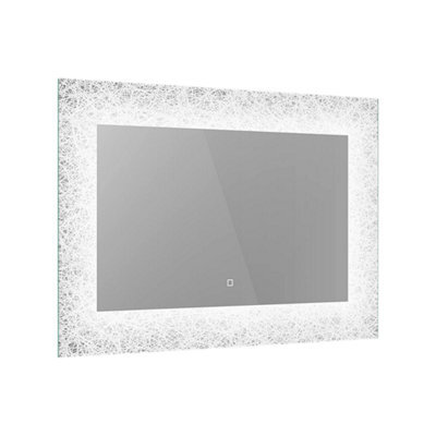 Ibathuk Vellin Wall Mounted Led Illuminated Mirror, Modern Bathroom Mirror With Touch Sensor And Demister Pad, 900 X 600mm - image 1