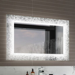 Ibathuk Vellin Wall Mounted Led Illuminated Mirror, Modern Bathroom Mirror With Touch Sensor And Demister Pad, 900 X 600mm - thumbnail 8