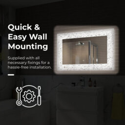 Ibathuk Vellin Wall Mounted Led Illuminated Mirror, Modern Bathroom Mirror With Touch Sensor And Demister Pad, 900 X 600mm - thumbnail 5