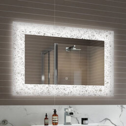 Ibathuk Vellin Wall Mounted Led Illuminated Mirror, Modern Bathroom Mirror With Touch Sensor And Demister Pad, 900 X 600mm - thumbnail 6