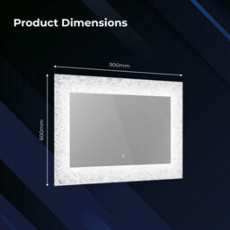 Ibathuk Vellin Wall Mounted Led Illuminated Mirror, Modern Bathroom Mirror With Touch Sensor And Demister Pad, 900 X 600mm - thumbnail 4