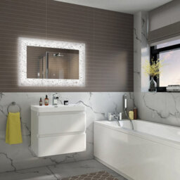 Ibathuk Vellin Wall Mounted Led Illuminated Mirror, Modern Bathroom Mirror With Touch Sensor And Demister Pad, 900 X 600mm - thumbnail 7