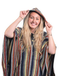 Country Club Hip Hoodie Striped Poncho Blanket/throw Multi One Size Fits Most. - thumbnail 4