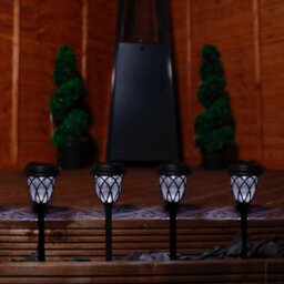 Gardenwize Pack Of 4 Solar Powered Pathway Stake Lights Eco Friendly No Running Costs Decorative Garden Lights - thumbnail 4