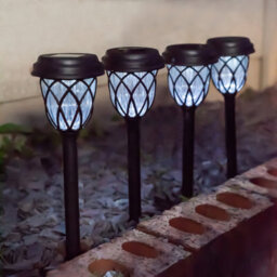 Gardenwize Pack Of 4 Solar Powered Pathway Stake Lights Eco Friendly No Running Costs Decorative Garden Lights - thumbnail 1