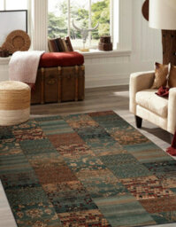 RugsX Wool Carpet Kashqai 4327 400 Patchwork Green  200X300 Cm - thumbnail 1