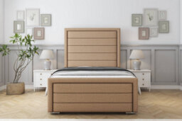"Sloomy Ashford Latte Dumfries Bed Frame With 50"" Upholstered Headboard 4' Small Double" - thumbnail 1