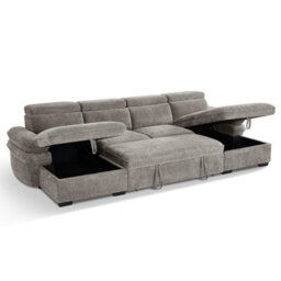 Furnishings For Less UK Blake U Shaped 5 Seater Fabric Corner Sofa Bed Grey - thumbnail 2