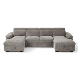 Furnishings For Less UK Blake U Shaped 5 Seater Fabric Corner Sofa Bed Grey - thumbnail 3