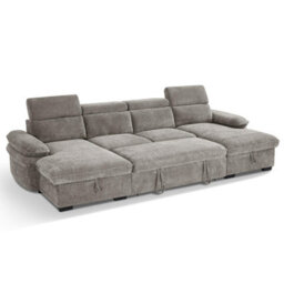 Furnishings For Less UK Blake U Shaped 5 Seater Fabric Corner Sofa Bed Grey - thumbnail 4