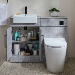 Homestylestore 1050mm Concrete Grey Bathroom Combination Vanity Wc Unit Toilet Pan And Black T Bar Handle - thumbnail 1