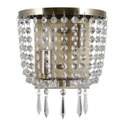 Luminosa Lighting Luminosa Wall Lamp Antique Bronze 2 Light With Crystal Glass Shade, E14
