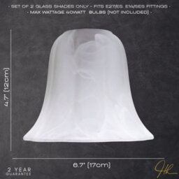 Happy Homewares Pair Of White Alabaster Glass Shades With Traditional Shape For E14 And E27 - thumbnail 7