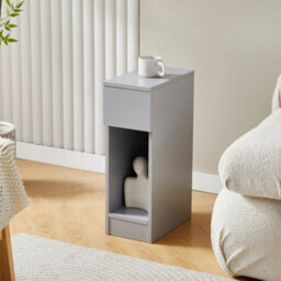 MCC Direct Solid Wooden Bedside Table With Open Shelf And Drawer Grey Ava By Mcc - thumbnail 1