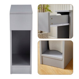 MCC Direct Solid Wooden Bedside Table With Open Shelf And Drawer Grey Ava By Mcc - thumbnail 5