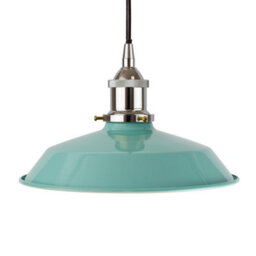Duck Egg Blue Small Trinity Metal Painted Dome Pendant Light With Nickle Lamp Holder And Black Round Cable - Se Home - thumbnail 1