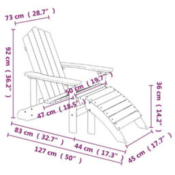 Berkfield Garden Adirondack Chairs With Footstool & Table Hdpe White - thumbnail 7