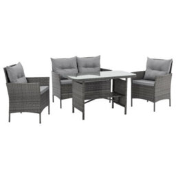 Evre Mixed Grey Florence Garden Rattan Furniture Dining Set 4 Piece Seat Sofa Chair Outdoor Wicker - thumbnail 2