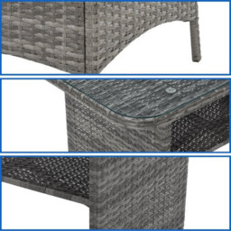 Evre Mixed Grey Florence Garden Rattan Furniture Dining Set 4 Piece Seat Sofa Chair Outdoor Wicker - thumbnail 7