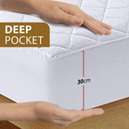 Ameha Mattress Protector Deep 30Cm Fitted Stretch Skirt Quilted Mattress Microfiber Fitted Mattress Cover Double (135X190Cm) - thumbnail 2