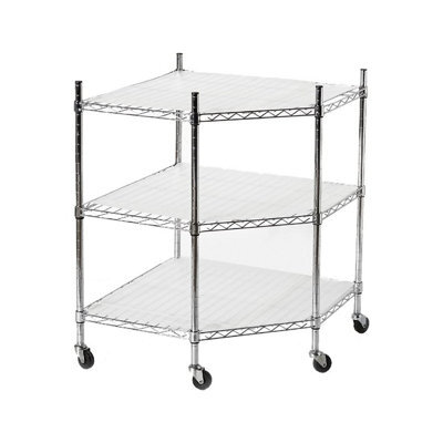 3 Tier Corner Space Metal Shelving Rack - Utility, Garage Or Kitchen Storage Unit With Adjustable Height Shelves