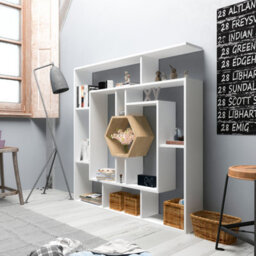 Decorotika Labrina Geometric Design Bookcase White & Sapphie Oak - thumbnail 2