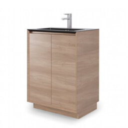 Plum&clay Matterhorn Oak Floor Standing Bathroom Vanity Unit With Black Basin (W)600mm (H)850mm - thumbnail 2