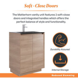 Plum&clay Matterhorn Oak Floor Standing Bathroom Vanity Unit With Black Basin (W)600mm (H)850mm - thumbnail 3