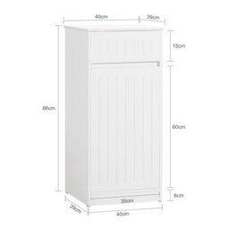 Sobuy Bzr110-W, Laundry Cabinet Laundry Chest Bathroom Storage Cabinet,white,w40Xd39Xh85 - thumbnail 3